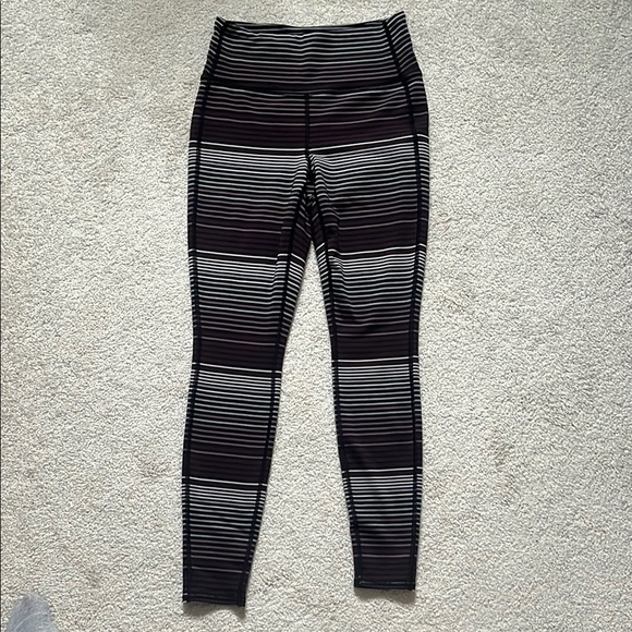 Athleta Pants - Black, Maroon, Mauve, Gray, and White Striped Athleta Leggings